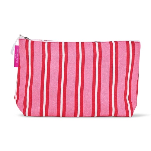 Annabel Trends Cosmetic Bag - Cotton - Large - Red & Pink Stripe