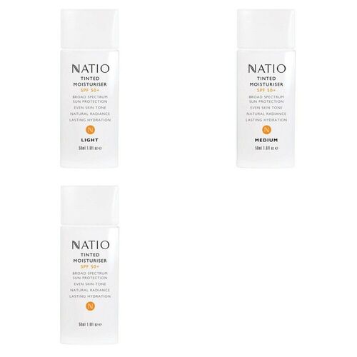 Natio Tinted Face Moisturiser SPF 50+ Lightweight Glowing Complexion