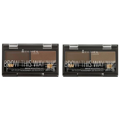 Rimmel Brow This Way Eyebrow Powder Kit Double Ended Glooming Brush