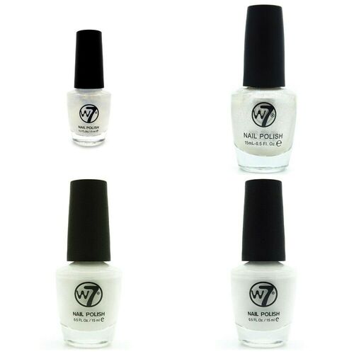 W7 Nail Enamel Multicolour Classic Shimmer Glitter White Tone 15ml 