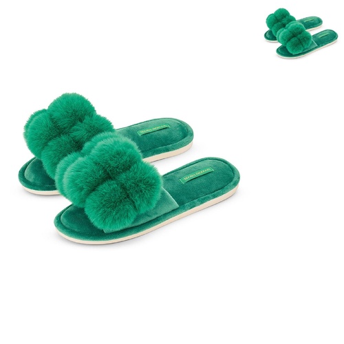 Annabel Trends Pom Pom Slippers - Cosy Luxe - Emerald