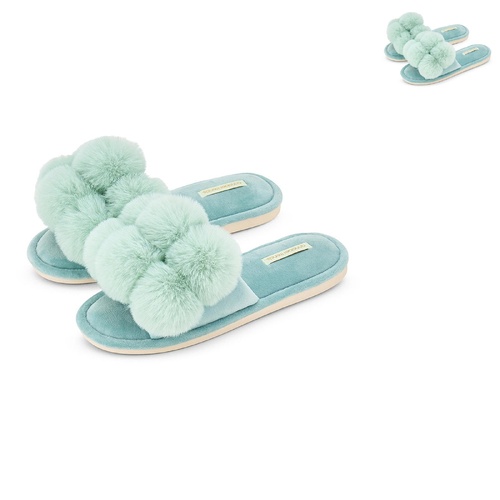 Annabel Trends Pom Pom Slippers - Cosy Luxe - Mist Green