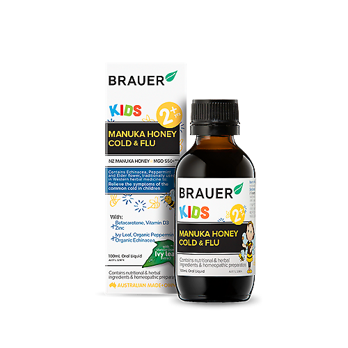 Brauer Kids Manuka Honey Cold & Flu 100ml Relieve Common Cold Symptoms