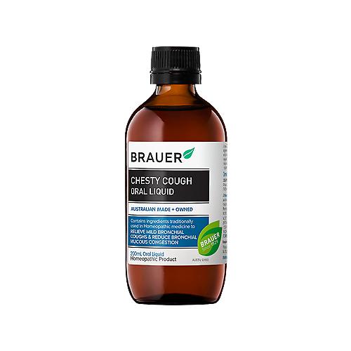Brauer Chesty Cough Oral Liquid 200ml Reduce Bronchial Mucous Congestion