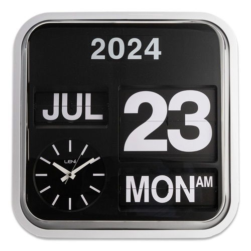 Banker's Wall Clock with Calendar 43x43x16cm - Black