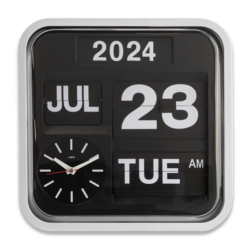 Banker's Wall Clock with Calendar 32x32x11cm - Black
