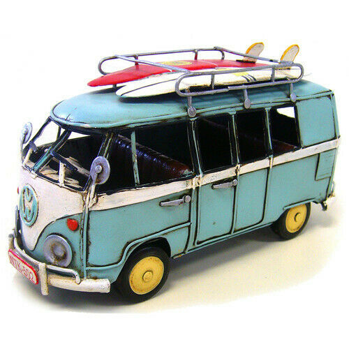 Boyle VW Blue Kombi With Surfboards Vintage Model Collectibles