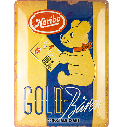 Nostalgic-Art Large Sign Haribo - Goldbären Vintage Gold 30x40x0.5cm