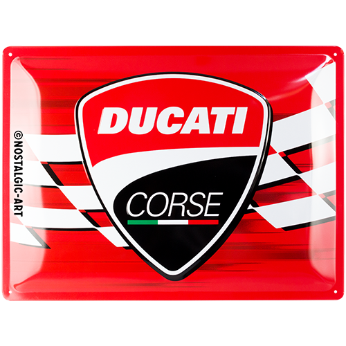 Nostalgic-Art Large Sign Ducati Corse - Logo Racing Flag 30x40x0.5cm