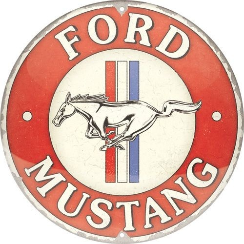 Nostalgic-Art Round Tin Sign Ford Mustang - 3 Stripes Red 35x35x0.5cm