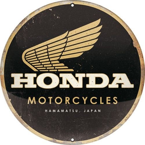 Nostalgic-Art Round Tin Sign Honda MC - Motorcycles Gold 35x35x0.5cm