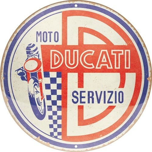 Nostalgic-Art Round Tin Sign Ducati - Moto Servizio 35x35x0.5cm