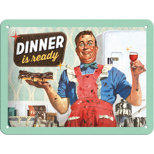 Nostalgic-Art Small Sign Dinner Is Ready 15x20cm