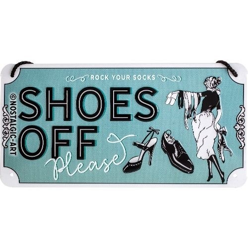 Nostalgic-Art Hanging Sign Shoes Off Please 10x20cm 20x10x0.2cm
