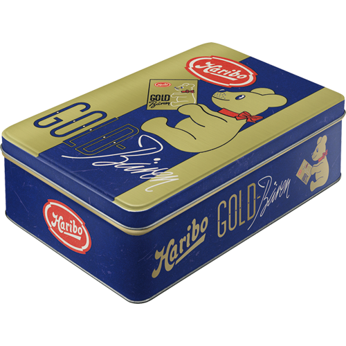 Nostalgic-Art Flat Storage Tin HARIBO - Goldbären Vintage Gold 23x16x7cm