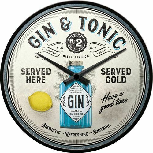 Boyle Nostalgic-Art Wall Clock Gin & Tonic 30cm Retro Printed Design