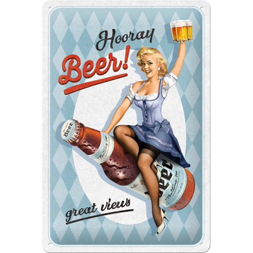 Nostalgic-Art Medium Sign Hooray Beer 20x30x0.5cm