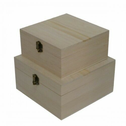 Boyle Paintable Wood Box With Catch Square Set 2 Home D????cor Art
