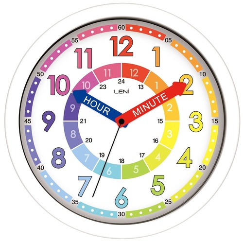 Leni Time Learner Wall Clock - White - 25x25x4cm