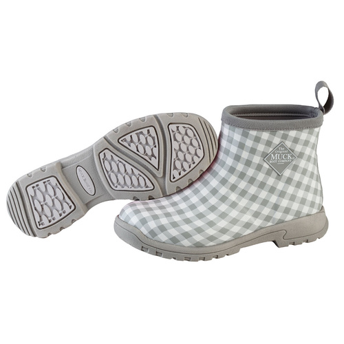 Muck Boots Breezy Ankle Insulated Rain Boot for Ladies Women's - Gray Gingham