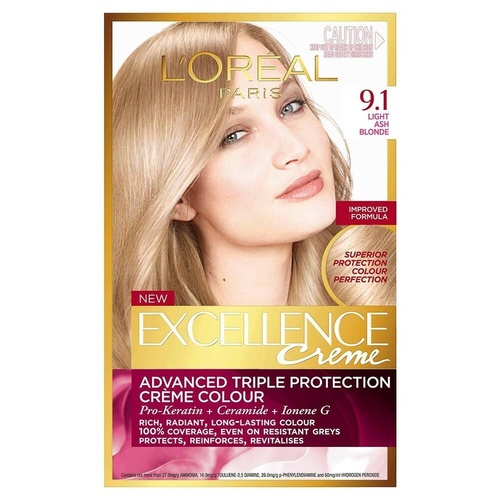Loreal Excellence 9.1 Light Ash Blonde Triple Care Colour Advanced technology