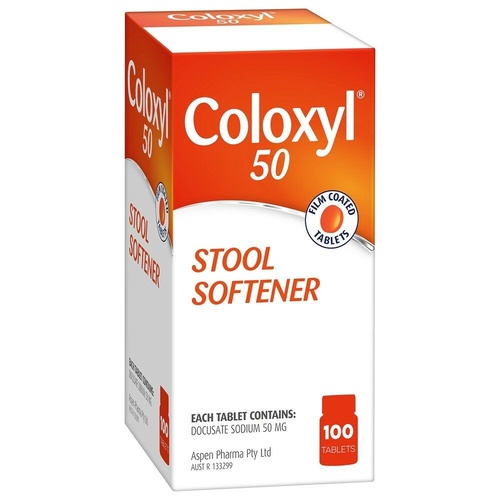 Coloxyl 50mg Stool Softener Tablets 100 - Film Coated Tablets