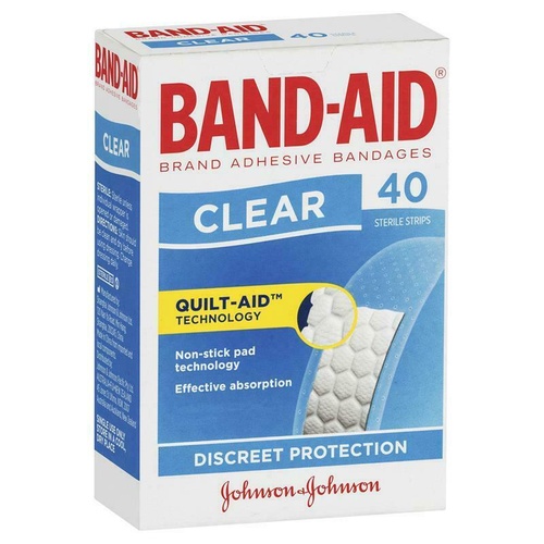 Band-Aid Clear Strips 40 Pack Quilt Aid Technology Non-stick Pad Technology
