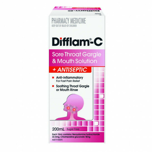 Difflam-C Gargle and Mouth Solution 200ml Anti-inflammatory For fast pain relief