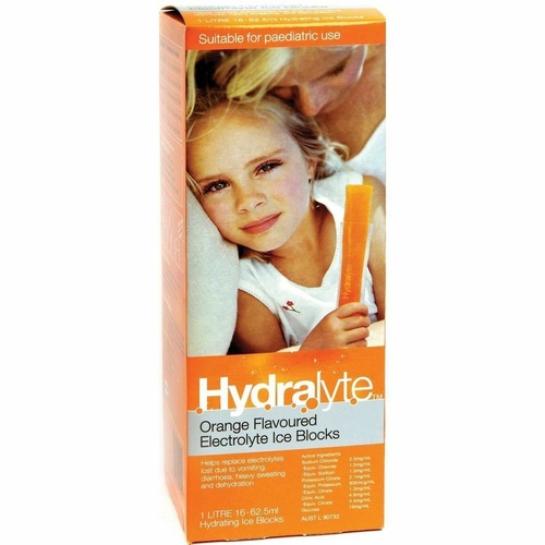 Hydralyte Orange Ice Blocks 16 Help Replace Electrolytes Lost