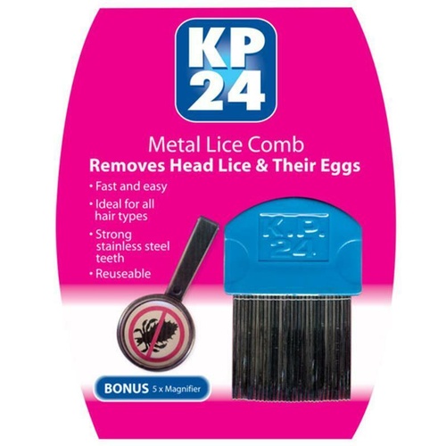 Kp24 Metal Lice Comb Ideal For Thick, Curly Or Long Hair, Bonus 5X Magnifier