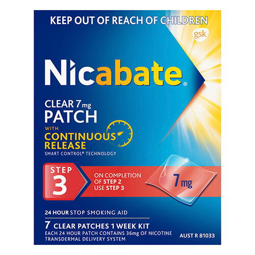 Nicabate CQ Clear 7mg Patches 7 On Completion Of Step 2 Use Step 3