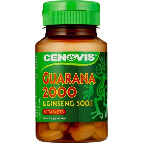 Cenovis Guarana 2000 and Ginseng 500mg Tablets 60 improve stress adaptation