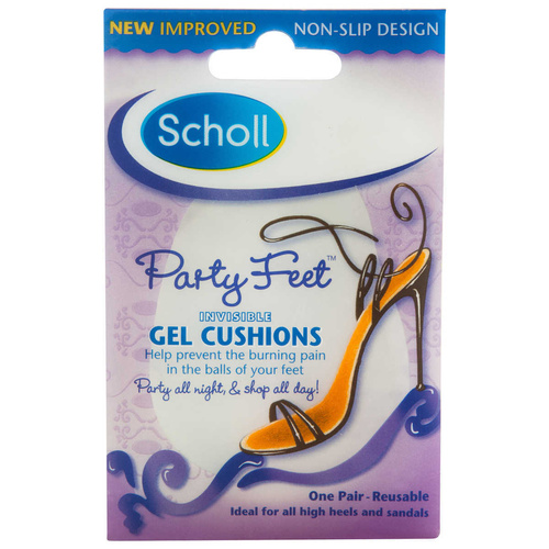 Scholl Party Feet Gel Cushions 1 Pair Non-Slip Grip To Stay Firmly In Place