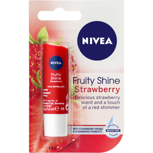Nivea Lip Care Fruity Shine Strawberry 4.8G Daily Care And Protection