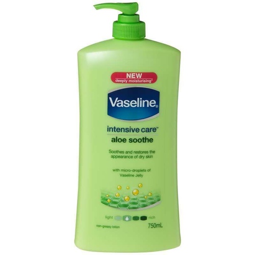 Vaseline Moist Aloe Soothe Pump 750ML with Aloe Vera. Vitamins A, E And B5