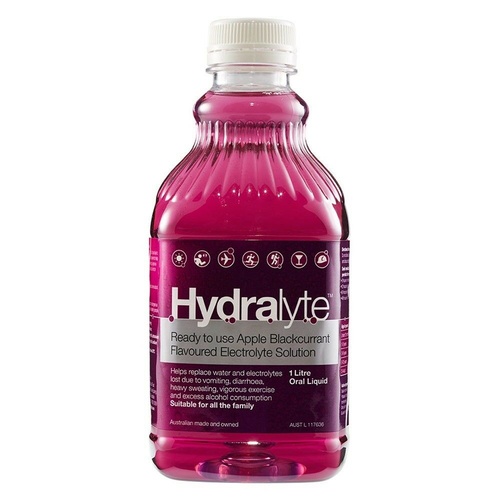 Hydralyte Apple and Blackcurrant Solution 1L Helps Replace Electrolytes Lost