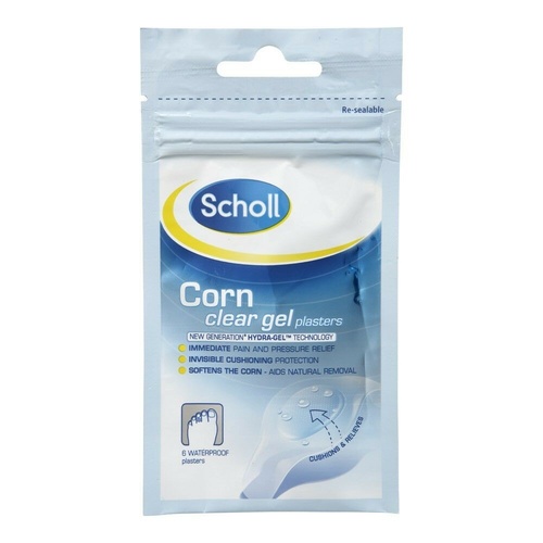 Scholl Corn Clear Gel Plasters 6 Softens The Corn - Aids Natural Removal