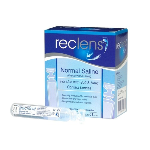 Reclens Normal Saline 15MLx15 Sterile Rinsing Solution for Contact Lens Care