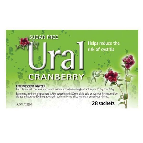 Ural Cranberry Sachets 28X4G Effervescent Granules Flavoured Urinary Alkalinizer