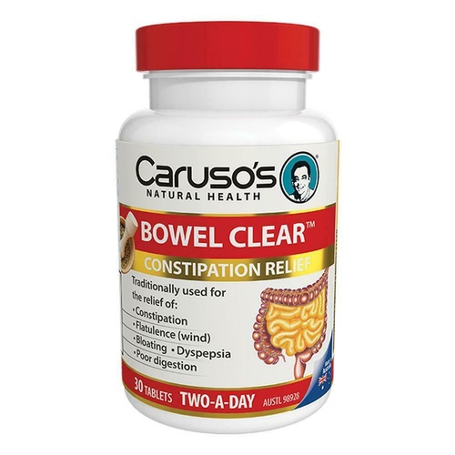Carusos Bowel Clear Tablets 60 symptomatic relief of: Constipation, Flatulence
