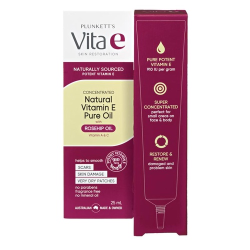 Plunkett Vita E Oil 25ml Easy absorption plus rich Rosehip Oil