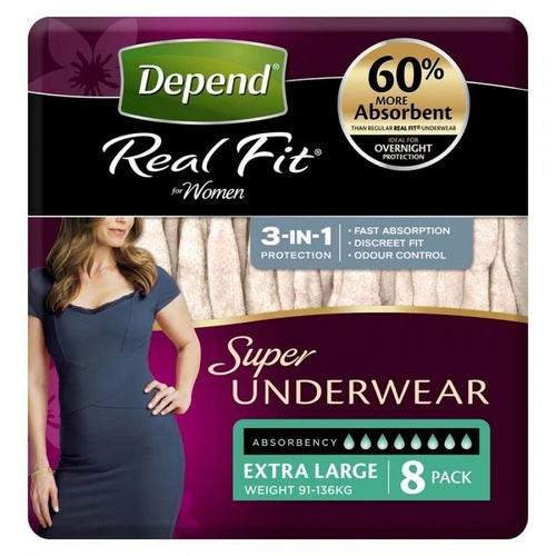 Depend Underwear Super Realfit Women XLarge 8 pack