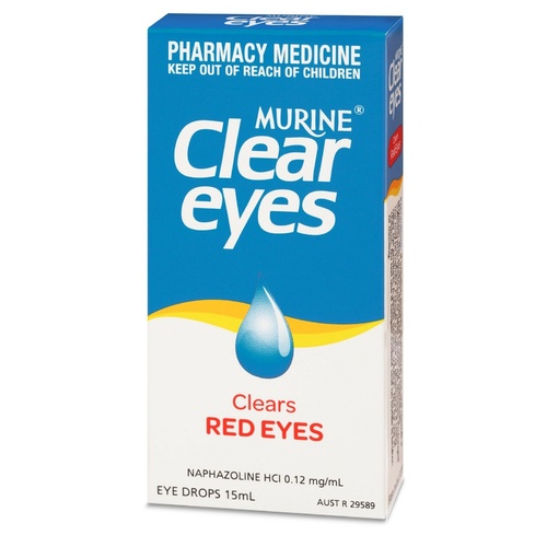 Murine Clear Eyes 15ml Clears Red Eyes Naphazoline HCI 0.12 mg/ml