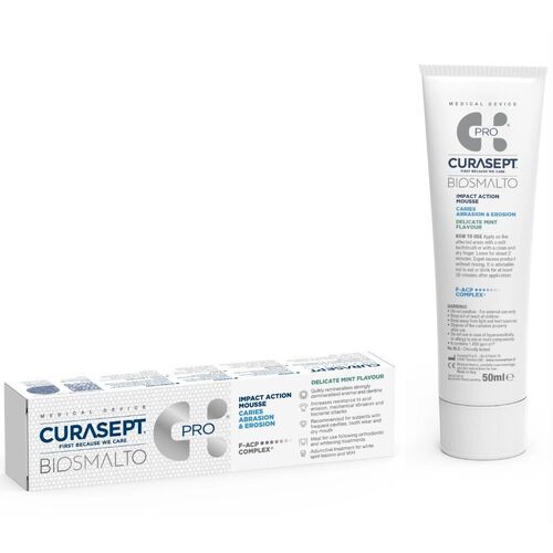 Curasept Biosmalto Mousse Caries, Abrasion, Erosion Delicate Mint Flavour 50ml