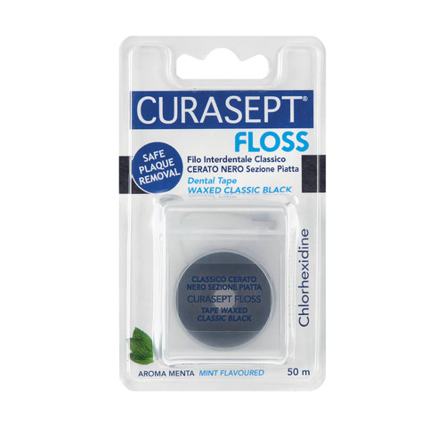 Curaprox Black Waxed Dental Floss Dental Oral Care 50meter Safe Plaque 15ml