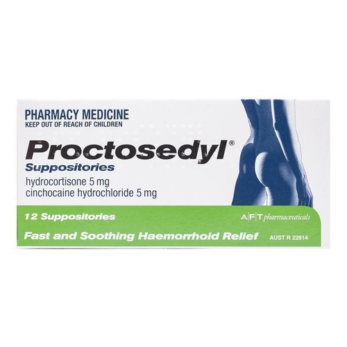 Proctosedyl Haemorrhoids Relief Suppositories 12 Pack