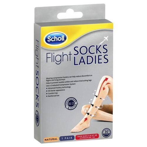Scholl Flight Socks Natural Ladies 6-8