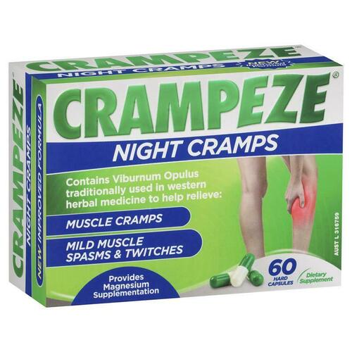 Crampeze Night Cramps 60 Capsules Relieve Muscle Cramps Muscle Spasms