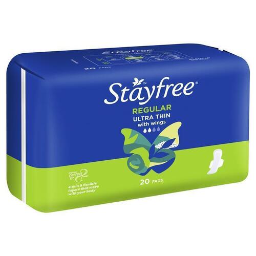Stayfree Ultra Thin Regular Sanitary Pads With Wings 20 Pack
