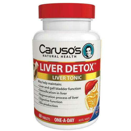 Carusos Natural Health Liver Clear Detox 60 Tablets Liver Detoxification